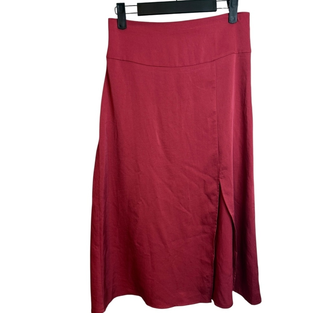 Express Rose High Waisted Satin Midi Skirt